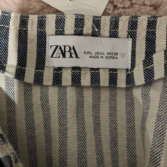 NWOT Zara Striped Jean Crop Top With Side Zipper Size EUR L - Picture 4 of 4